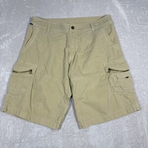 Kuhl Ambush Vintage Patina Dye Cargo Shorts Mens 38 Khaki Beige Hiking Outdoors